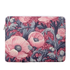 Vintage Floral Poppies 15  Vertical Laptop Sleeve Case With Pocket by Grandong