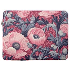 Vintage Floral Poppies 17  Vertical Laptop Sleeve Case With Pocket by Grandong