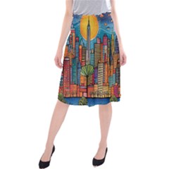 City New York Nyc Skyscraper Skyline Downtown Night Business Urban Travel Landmark Building Architec Midi Beach Skirt