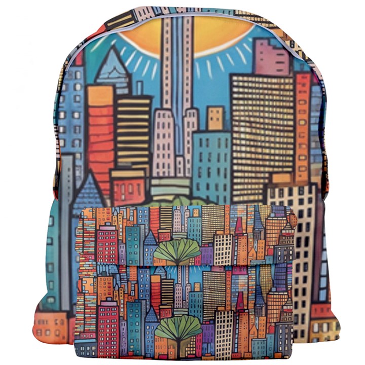 City New York Nyc Skyscraper Skyline Downtown Night Business Urban Travel Landmark Building Architec Giant Full Print Backpack