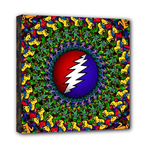 Grateful Dead Bear Pattern Mini Canvas 8  X 8  (stretched)