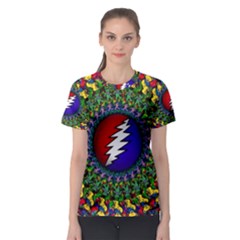 Grateful Dead Bear Pattern Women s Sport Mesh T-shirt