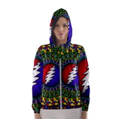 Grateful Dead Bear Pattern Women s Hooded Windbreaker