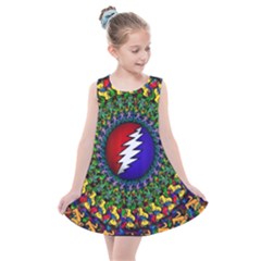 Grateful Dead Bear Pattern Kids  Summer Dress