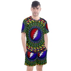 Grateful Dead Bear Pattern Men s Mesh T-shirt And Shorts Set