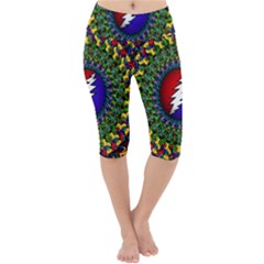 Grateful Dead Bear Pattern Lightweight Velour Cropped Yoga Leggings