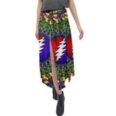 Grateful Dead Bear Pattern Velour Split Maxi Skirt