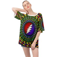 Grateful Dead Bear Pattern Oversized Chiffon Top