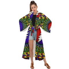 Grateful Dead Bear Pattern Maxi Kimono by Maspions