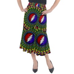 Grateful Dead Bear Pattern Midi Mermaid Skirt by Maspions