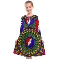 Grateful Dead Bear Pattern Kids  Midi Sailor Dress