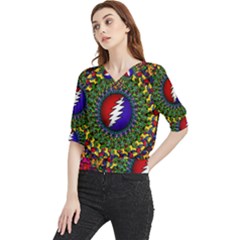 Grateful Dead Bear Pattern Quarter Sleeve Blouse