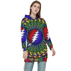 Grateful Dead Bear Pattern Women s Long Oversized Pullover Hoodie