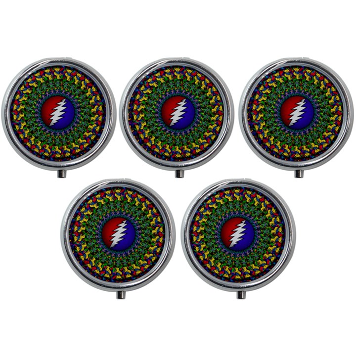 Grateful Dead Bear Pattern Mini Round Pill Box (Pack of 5)