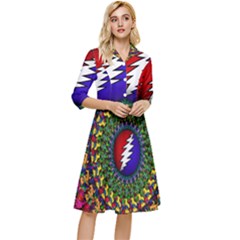 Grateful Dead Bear Pattern Classy Knee Length Dress