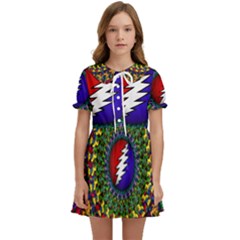 Grateful Dead Bear Pattern Kids  Sweet Collar Dress