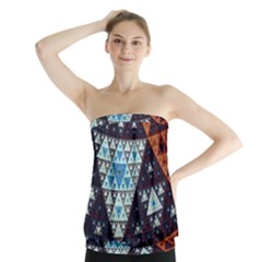 Fractal Triangle Geometric Abstract Pattern Strapless Top by Cemarart