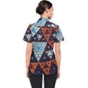 Fractal Triangle Geometric Abstract Pattern Women s Short Sleeve Shirt View2