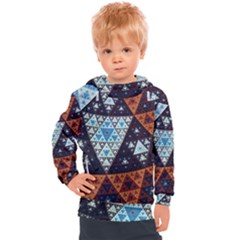 Fractal Triangle Geometric Abstract Pattern Kids  Hooded Pullover by Cemarart