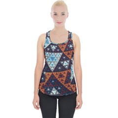 Fractal Triangle Geometric Abstract Pattern Piece Up Tank Top by Cemarart