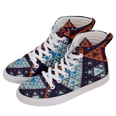 Fractal Triangle Geometric Abstract Pattern Women s Hi-top Skate Sneakers by Cemarart