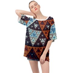 Fractal Triangle Geometric Abstract Pattern Oversized Chiffon Top by Cemarart