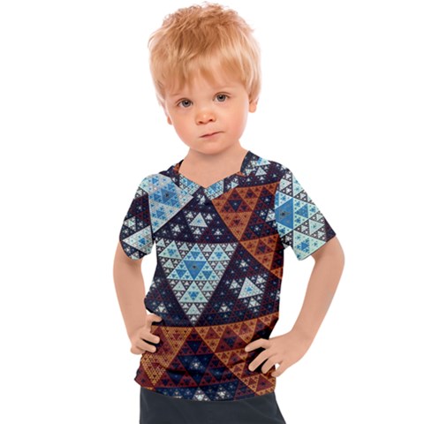 Fractal Triangle Geometric Abstract Pattern Kids  Sports T-shirt by Cemarart