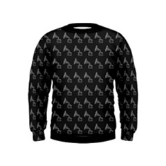 Vintage Turntable Graphic Motif Seamless Pattern Black Backgrond Kids  Sweatshirt by dflcprintsclothing