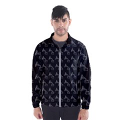 Vintage Turntable Graphic Motif Seamless Pattern Black Backgrond Men s Windbreaker