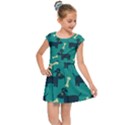 Happy Dogs Animals Pattern Kids  Cap Sleeve Dress View1