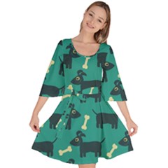 Happy Dogs Animals Pattern Velour Kimono Dress