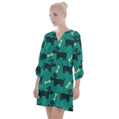 Happy Dogs Animals Pattern Open Neck Shift Dress by Ket1n9