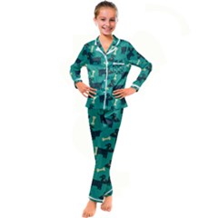 Happy Dogs Animals Pattern Kids  Satin Long Sleeve Pajamas Set by Ket1n9