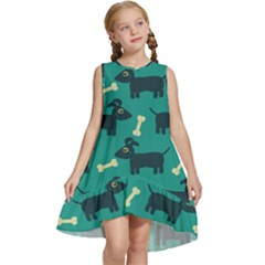 Happy Dogs Animals Pattern Kids  Frill Swing Dress by Ket1n9