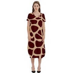 Animal Print Girraf Patterns T-shirt Midi Dress With Pockets by Ket1n9