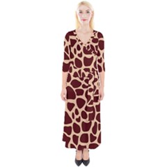 Animal Print Girraf Patterns Quarter Sleeve Wrap Maxi Dress by Ket1n9