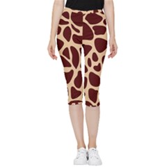 Animal Print Girraf Patterns Inside Out Lightweight Velour Capri Leggings 