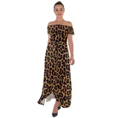 Tiger Skin Art Pattern Off Shoulder Open Front Chiffon Dress by Ket1n9