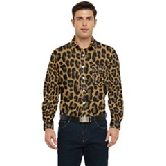 Tiger Skin Art Pattern Men s Long Sleeve Pocket Shirt  by Ket1n9