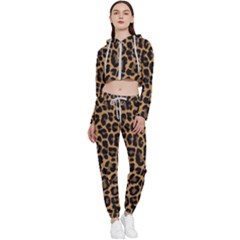 Tiger Skin Art Pattern Cropped Zip Up Lounge Set by Ket1n9