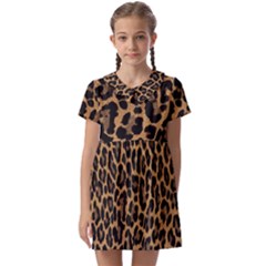 Tiger Skin Art Pattern Kids  Asymmetric Collar Dress by Ket1n9