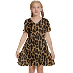 Tiger Skin Art Pattern Kids  Short Sleeve Tiered Mini Dress by Ket1n9