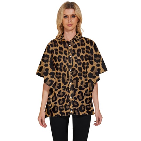 Tiger Skin Art Pattern Women s Batwing Button Up Shirt by Ket1n9