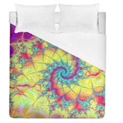 Fractal Spiral Abstract Background Vortex Yellow Duvet Cover (queen Size)