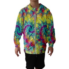 Fractal Spiral Abstract Background Vortex Yellow Kids  Hooded Windbreaker