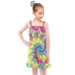 Fractal Spiral Abstract Background Vortex Yellow Kids  Overall Dress by Ket1n9