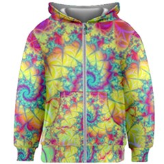 Fractal Spiral Abstract Background Vortex Yellow Kids  Zipper Hoodie Without Drawstring by Ket1n9