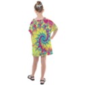 Fractal Spiral Abstract Background Vortex Yellow Kids  One Piece Chiffon Dress View2