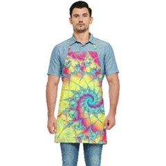 Fractal Spiral Abstract Background Vortex Yellow Kitchen Apron by Ket1n9