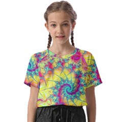 Fractal Spiral Abstract Background Vortex Yellow Kids  Basic T-shirt by Ket1n9